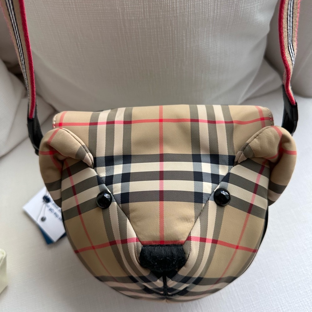 Burberry Plaid Bear-Shaped Crossbody Bag